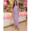ZESICA Women’s Summer Sleeveless Bodycon Dress 2026 Crewneck Ruched Sexy Mesh Wedding Guest Cocktail Party Maxi Dresses(Purple)