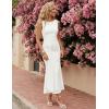 ZESICA Women’s Summer Sleeveless Bodycon Dress 2026 Crewneck Ruched Sexy Mesh Wedding Guest Cocktail Party Maxi Dresses(White)