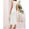 ZESICA Women’s Summer Sleeveless Bodycon Dress 2026 Crewneck Ruched Sexy Mesh Wedding Guest Cocktail Party Maxi Dresses(White)