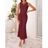 ZESICA Women’s Summer Sleeveless Bodycon Dress 2026 Crewneck Ruched Sexy Mesh Wedding Guest Cocktail Party Maxi Dresses(Wine)