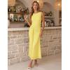 ZESICA Women’s Summer Sleeveless Bodycon Dress 2026 Crewneck Ruched Sexy Mesh Wedding Guest Cocktail Party Maxi Dresses(Yellow)