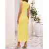 ZESICA Women’s Summer Sleeveless Bodycon Dress 2026 Crewneck Ruched Sexy Mesh Wedding Guest Cocktail Party Maxi Dresses(Yellow)