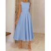 ZESICA Women’s Spring Sleeveless Cocktail Dresses 2026 Summer Crewneck Flowy Wedding Guest Party A Line Midi Dress(Blue)