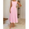 ZESICA Women’s Spring Sleeveless Cocktail Dresses 2026 Summer Crewneck Flowy Wedding Guest Party A Line Midi Dress(Pink)