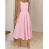 ZESICA Women’s Spring Sleeveless Cocktail Dresses 2026 Summer Crewneck Flowy Wedding Guest Party A Line Midi Dress(Pink)