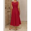 ZESICA Women’s Spring Sleeveless Cocktail Dresses 2026 Summer Crewneck Flowy Wedding Guest Party A Line Midi Dress(Red)