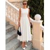ZESICA Women’s Spring Sleeveless Cocktail Dresses 2026 Summer Crewneck Flowy Wedding Guest Party A Line Midi Dress(White)