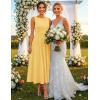 ZESICA Women’s Spring Sleeveless Cocktail Dresses 2026 Summer Crewneck Flowy Wedding Guest Party A Line Midi Dress(Yellow)