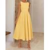 ZESICA Women’s Spring Sleeveless Cocktail Dresses 2026 Summer Crewneck Flowy Wedding Guest Party A Line Midi Dress(Yellow)