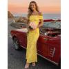 ZESICA Women’s Summer Off Shoulder Floral Bodycon Maxi Dress 2026 Ruched Elegant Formal Cocktail Wedding Guest Long Dresses(Yellow)