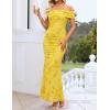ZESICA Women’s Summer Off Shoulder Floral Bodycon Maxi Dress 2026 Ruched Elegant Formal Cocktail Wedding Guest Long Dresses(Yellow)