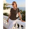 ZESICA Womens Summer Asymmetrical T Shirts Ruched Fitted Y2K Going Out Tops 2026 Spring Fashion Outfits Casual Work Blouse(Coffee)