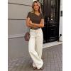 ZESICA Womens Summer Asymmetrical T Shirts Ruched Fitted Y2K Going Out Tops 2026 Spring Fashion Outfits Casual Work Blouse(Coffee)