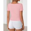 ZESICA Womens Summer Asymmetrical T Shirts Ruched Fitted Y2K Going Out Tops 2026 Spring Fashion Outfits Casual Work Blouse(Pink)