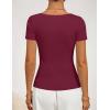 ZESICA Womens Summer Asymmetrical T Shirts Ruched Fitted Y2K Going Out Tops 2026 Spring Fashion Outfits Casual Work Blouse(Wine)