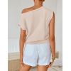 ZESICA Women’s Summer Off Shoulder Short Sleeve Sweater Vest 2026 Floral Knit Loose Going Out Tops Trendy Cute Clothes(Almond)