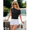 ZESICA Women’s Summer Off Shoulder Short Sleeve Sweater Vest 2026 Floral Knit Loose Going Out Tops Trendy Cute Clothes(Black)