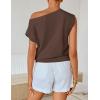 ZESICA Women’s Summer Off Shoulder Short Sleeve Sweater Vest 2026 Floral Knit Loose Going Out Tops Trendy Cute Clothes(Coffee)