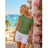 ZESICA Women’s Summer Off Shoulder Short Sleeve Sweater Vest 2026 Floral Knit Loose Going Out Tops Trendy Cute Clothes(Green)