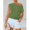 ZESICA Women’s Summer Off Shoulder Short Sleeve Sweater Vest 2026 Floral Knit Loose Going Out Tops Trendy Cute Clothes(Green)