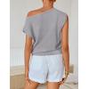 ZESICA Women’s Summer Off Shoulder Short Sleeve Sweater Vest 2026 Floral Knit Loose Going Out Tops Trendy Cute Clothes(Grey)