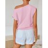 ZESICA Women’s Summer Off Shoulder Short Sleeve Sweater Vest 2026 Floral Knit Loose Going Out Tops Trendy Cute Clothes(Pink)