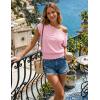 ZESICA Women’s Summer Off Shoulder Short Sleeve Sweater Vest 2026 Floral Knit Loose Going Out Tops Trendy Cute Clothes(Pink)