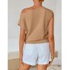 ZESICA Women’s Summer Off Shoulder Short Sleeve Sweater Vest 2026 Floral Knit Loose Going Out Tops Trendy Cute Clothes(Toffee)