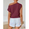 ZESICA Women’s Summer Off Shoulder Short Sleeve Sweater Vest 2026 Floral Knit Loose Going Out Tops Trendy Cute Clothes(Wine)