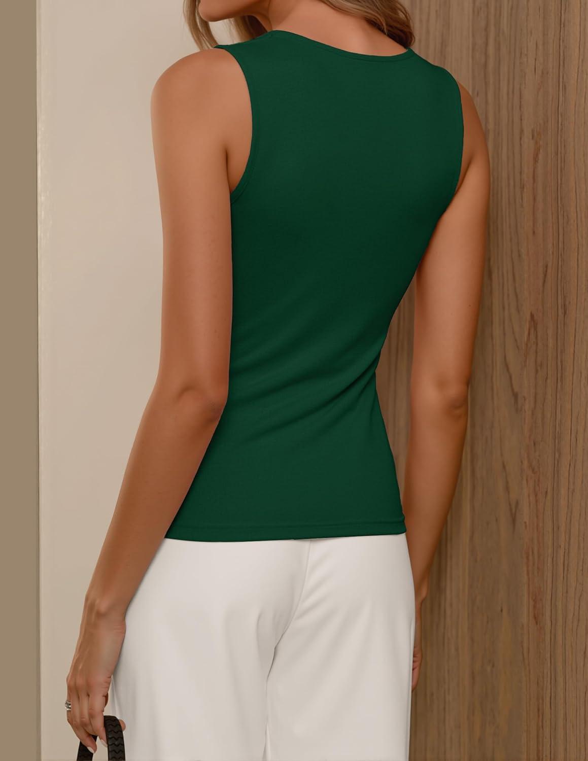 imageZESICA Womens Cowl Neck Business Casual Tank Tops 2026 Summer Sleeveless Knit Shirts Work Dressy BlousesGreen