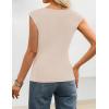 ZESICA Womens Boat Neck Cap Sleeve Tops Dressy Casual Peplum Shirts 2026 Summer Tunic Blouses Fashion Trendy Clothes(Apricot)