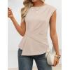 ZESICA Womens Boat Neck Cap Sleeve Tops Dressy Casual Peplum Shirts 2026 Summer Tunic Blouses Fashion Trendy Clothes(Apricot)