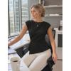 ZESICA Womens Boat Neck Cap Sleeve Tops Dressy Casual Peplum Shirts 2026 Summer Tunic Blouses Fashion Trendy Clothes(Black)