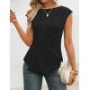 ZESICA Womens Boat Neck Cap Sleeve Tops Dressy Casual Peplum Shirts 2026 Summer Tunic Blouses Fashion Trendy Clothes(Black)