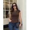 ZESICA Womens Boat Neck Cap Sleeve Tops Dressy Casual Peplum Shirts 2026 Summer Tunic Blouses Fashion Trendy Clothes(Brown)