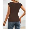 ZESICA Womens Boat Neck Cap Sleeve Tops Dressy Casual Peplum Shirts 2026 Summer Tunic Blouses Fashion Trendy Clothes(Brown)