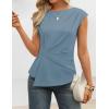 ZESICA Womens Boat Neck Cap Sleeve Tops Dressy Casual Peplum Shirts 2026 Summer Tunic Blouses Fashion Trendy Clothes(Dustyblue)