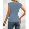 ZESICA Womens Boat Neck Cap Sleeve Tops Dressy Casual Peplum Shirts 2026 Summer Tunic Blouses Fashion Trendy Clothes(Dustyblue)
