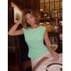 ZESICA Womens Boat Neck Cap Sleeve Tops Dressy Casual Peplum Shirts 2026 Summer Tunic Blouses Fashion Trendy Clothes(Lightgreen)