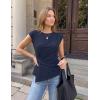 ZESICA Womens Boat Neck Cap Sleeve Tops Dressy Casual Peplum Shirts 2026 Summer Tunic Blouses Fashion Trendy Clothes(Navy)