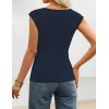 ZESICA Womens Boat Neck Cap Sleeve Tops Dressy Casual Peplum Shirts 2026 Summer Tunic Blouses Fashion Trendy Clothes(Navy)