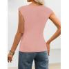 ZESICA Womens Boat Neck Cap Sleeve Tops Dressy Casual Peplum Shirts 2026 Summer Tunic Blouses Fashion Trendy Clothes(Pink)