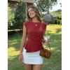 ZESICA Womens Boat Neck Cap Sleeve Tops Dressy Casual Peplum Shirts 2026 Summer Tunic Blouses Fashion Trendy Clothes(Red)