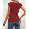 ZESICA Womens Boat Neck Cap Sleeve Tops Dressy Casual Peplum Shirts 2026 Summer Tunic Blouses Fashion Trendy Clothes(Red)