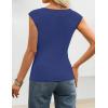 ZESICA Womens Boat Neck Cap Sleeve Tops Dressy Casual Peplum Shirts 2026 Summer Tunic Blouses Fashion Trendy Clothes(Royalblue)