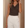 ZESICA Women’s Cowl Neck Business Casual Tank Tops 2026 Summer Sleeveless Knit Shirts Work Dressy Blouses(Brown)