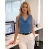 ZESICA Women’s Cowl Neck Business Casual Tank Tops 2026 Summer Sleeveless Knit Shirts Work Dressy Blouses(Dustyblue)
