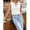 ZESICA Women’s Cowl Neck Business Casual Tank Tops 2026 Summer Sleeveless Knit Shirts Work Dressy Blouses(White)
