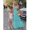 ZESICA Women’s 2026 Summer Boho Maxi Dresses Strapless Off Shoulder Lace Flowy A Line Beach Vacation Long Sundress(Aqua)