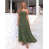 ZESICA Women’s 2026 Summer Boho Maxi Dresses Strapless Off Shoulder Lace Flowy A Line Beach Vacation Long Sundress(Armygreen)